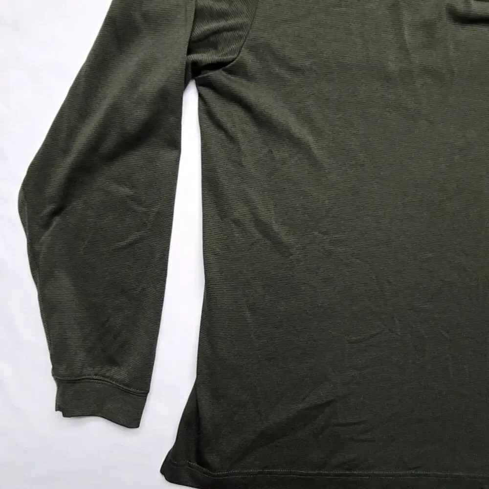 PGA Tour Shirt Long Sleeve Polo Striped Dark Green Mens Large Golf Top - Picture 4 of 8
